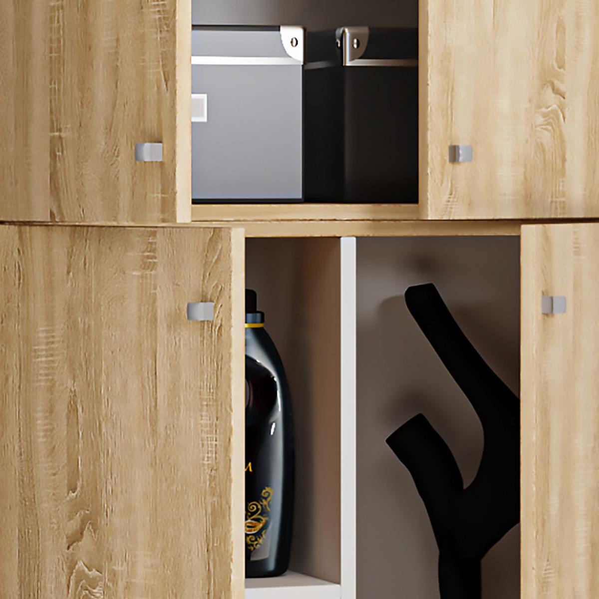 Mehrzweckschrank Lona Xxl Eiche Dekor Bxh: 70/223 Cm - Schwarz/Sonoma Eiche, MODERN, Holzwerkstoff (70/223/39cm) - MID.YOU