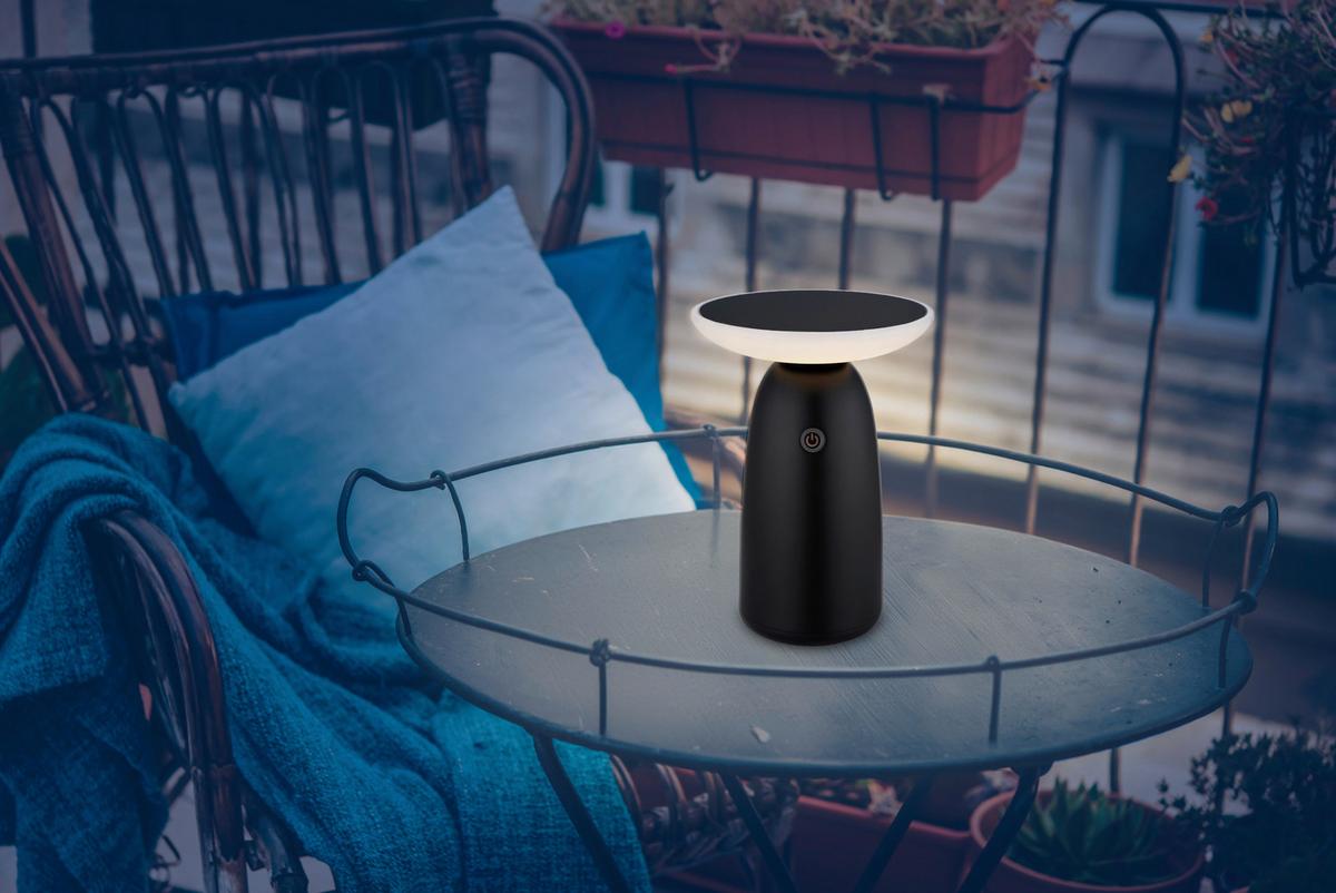 Solarleuchte Memory-Funktion - Opal/Schwarz, Design, Kunststoff/Metall (16/22,5cm) - Globo