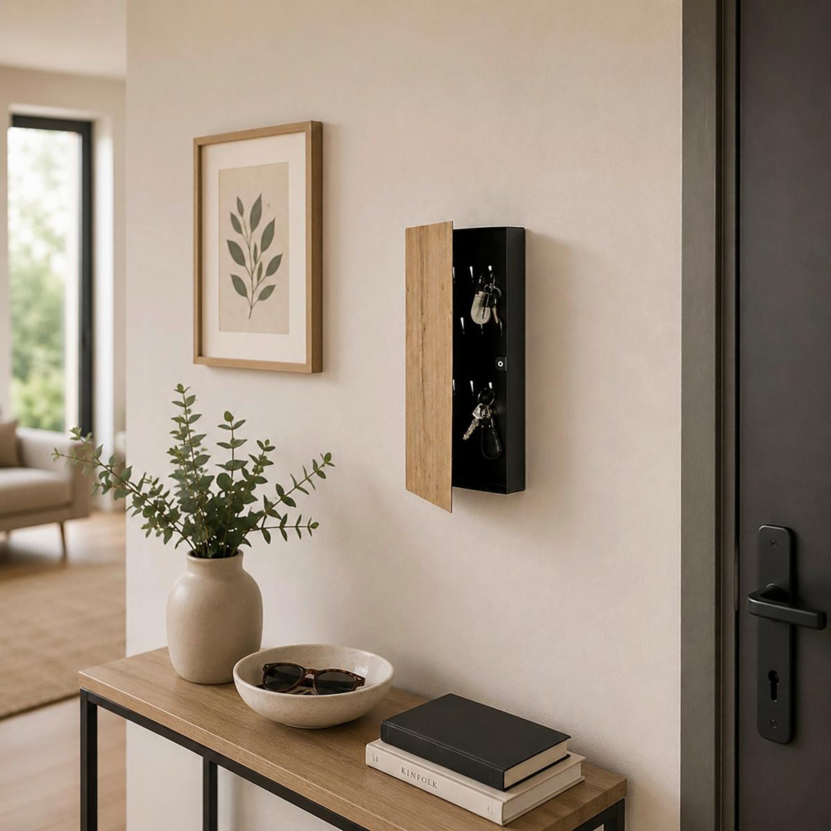 Kulcstartó Oak 20 - tölgyfa színű/fekete, Basics, fém (20/40/4cm)