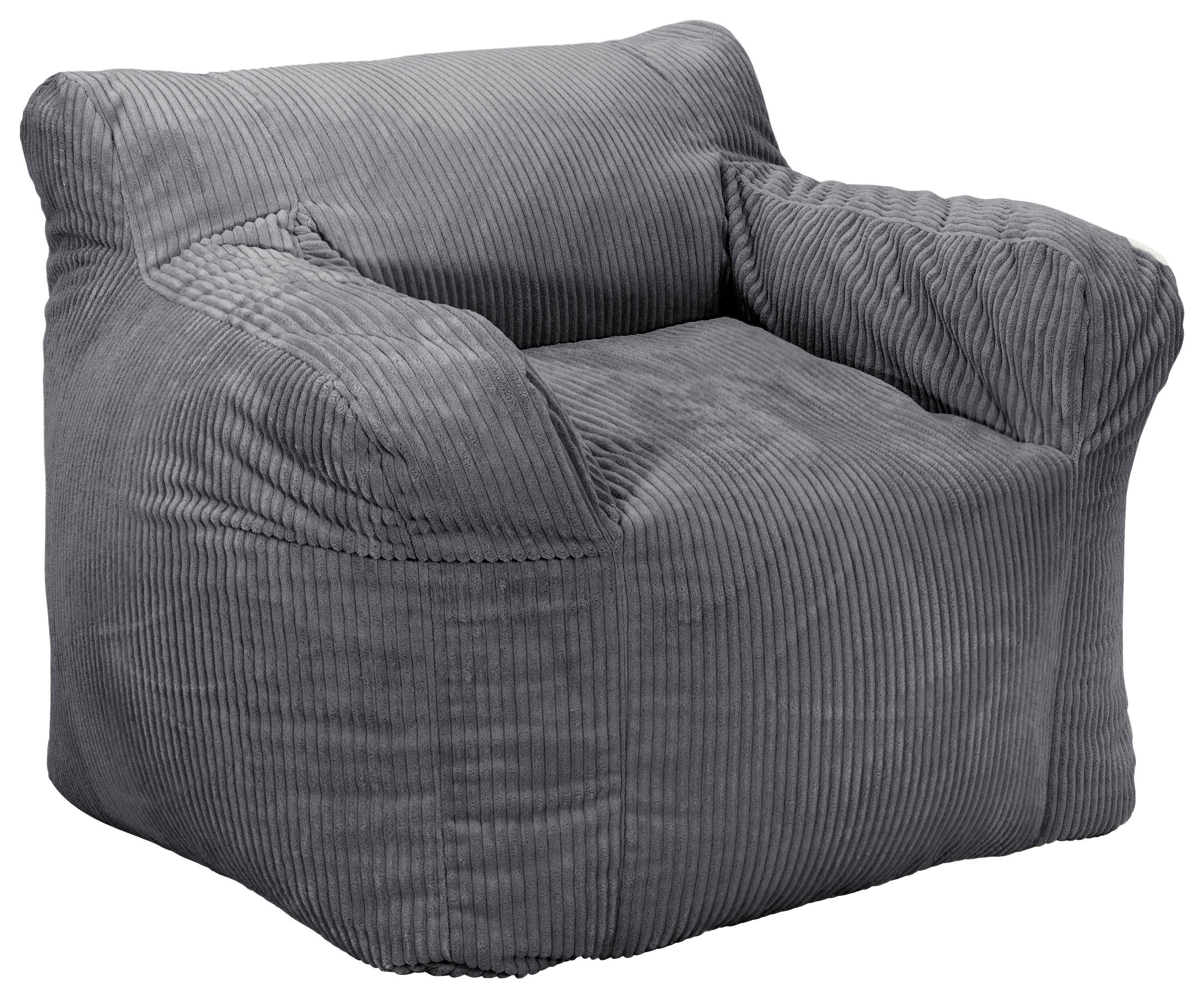 Sitzsack Rivo Cord grau, Indoor, B: 110cm - Grau, Basics, Textil (110/75/100cm)