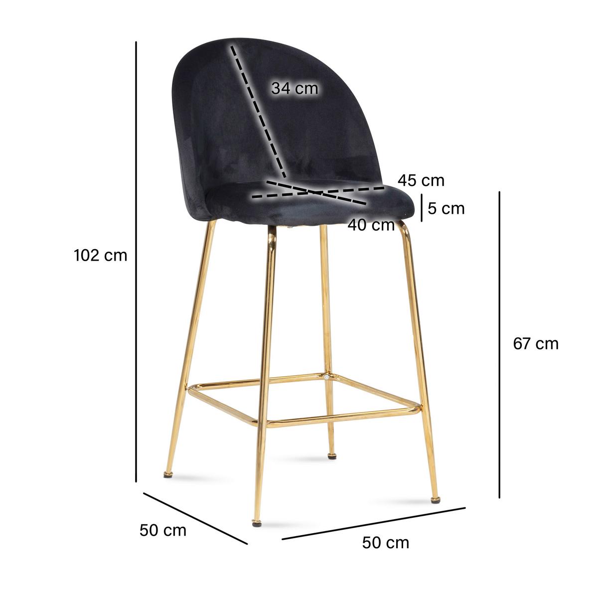 Barhocker-set Schwarz B: 50 Cm - Goldfarben/Schwarz, Design, Textil/Metall (50/102/50cm) - MID.YOU
