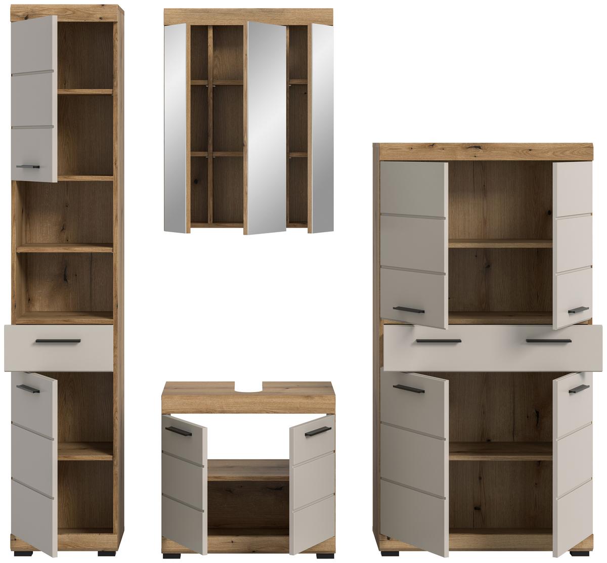 Badezimmer Scout Kaschmir/Naturfarben B: 171 cm - Kaschmir/Schwarz, MODERN, Holzwerkstoff (171cm) - MID.YOU