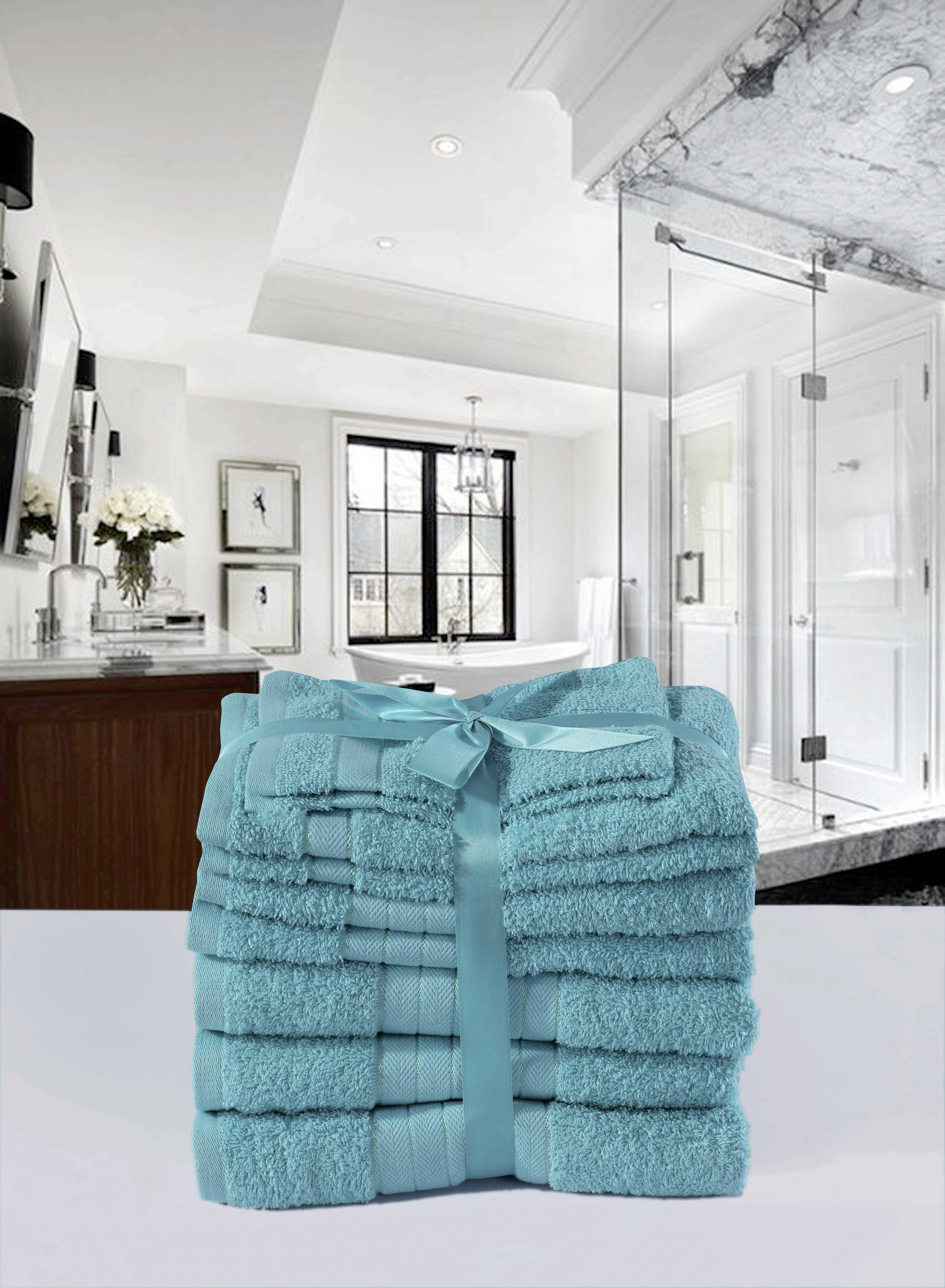 8-teiliges Frottierset in Türkis