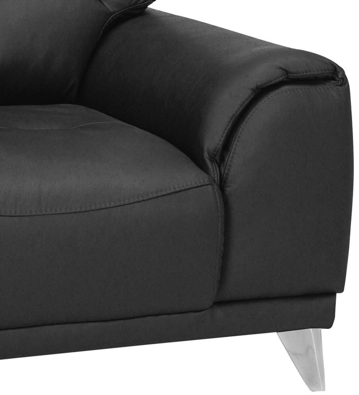 Fernsehsessel Frisco Lederlook Schwarz - Chromfarben/Schwarz, MODERN, Textil (112/92/96cm) - MID.YOU