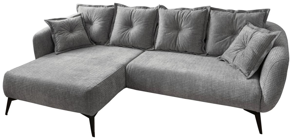 Ecksofa Baggio Grau S: 162x277 cm - Schwarz/Grau, MODERN, Textil (162/277cm) - Livetastic