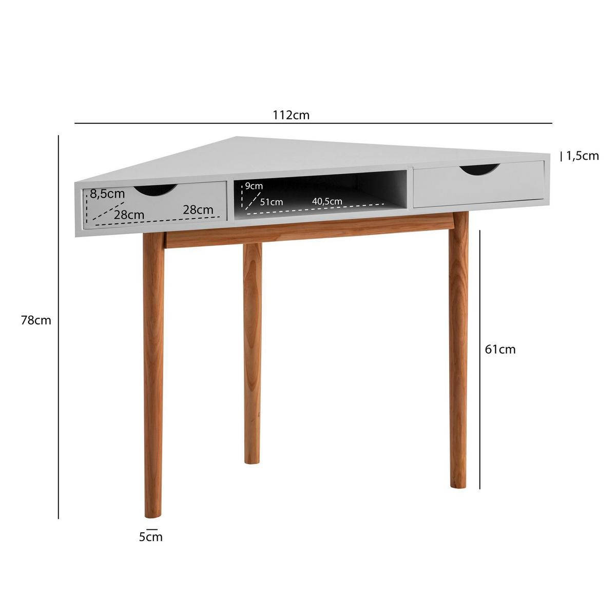 Eckschreibtisch Weiß L: 80 Cm - Eichefarben/Weiß, Design, Holz/Holzwerkstoff (80/80/78cm) - Livetastic