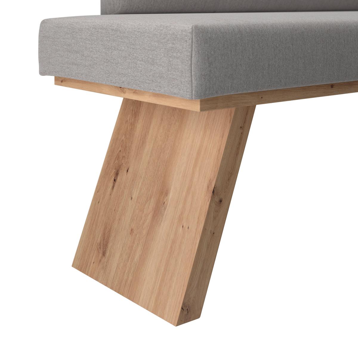 Eckbank Emma Ii Webstoff Hellgrau, B: 185 Cm - Eichefarben/Hellgrau, KONVENTIONELL, Holzwerkstoff/Textil (185/150cm)