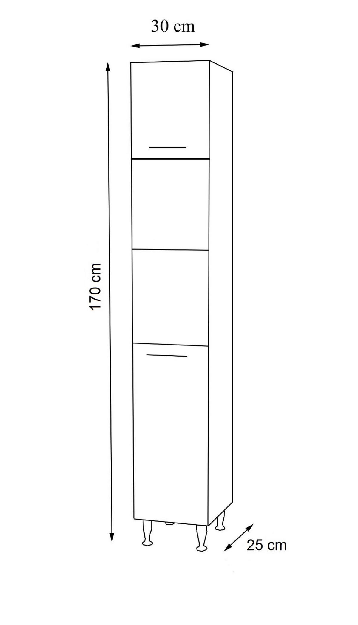 Badezimmer Hochschrank Lisalo 30x170 Cm Silberfarben - Silberfarben/Weiß, MODERN, Holzwerkstoff (30/170/25cm) - MID.YOU