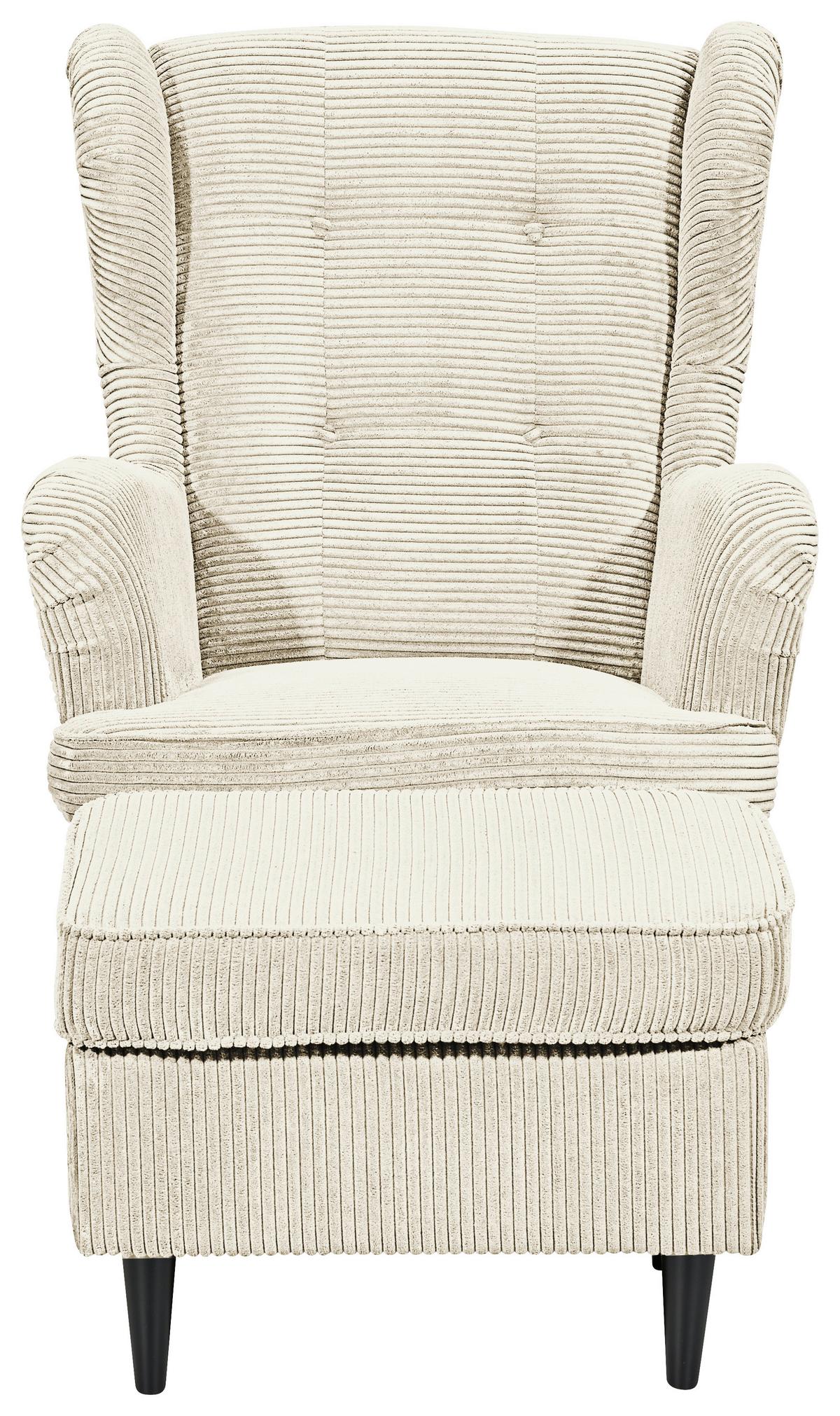 Ohrensessel Oskar Creme B: 78 cm - Creme/Schwarz, Basics, Textil (78/102/98cm) - MID.YOU