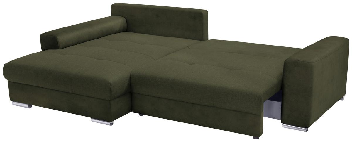 Ecksofa Larnaca, Olivgrün Schenkel: 177x269 cm - Chromfarben/Olivgrün, Design, Textil (177/269cm) - Livetastic