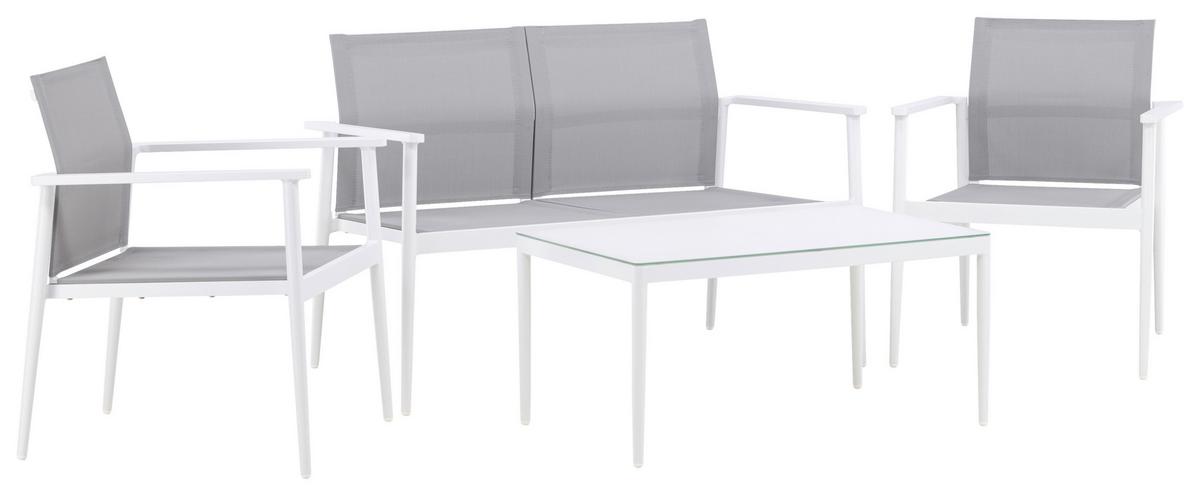 Loungegarnitur Break - Weiß/Grau, KONVENTIONELL, Glas/Textil - Gardenson