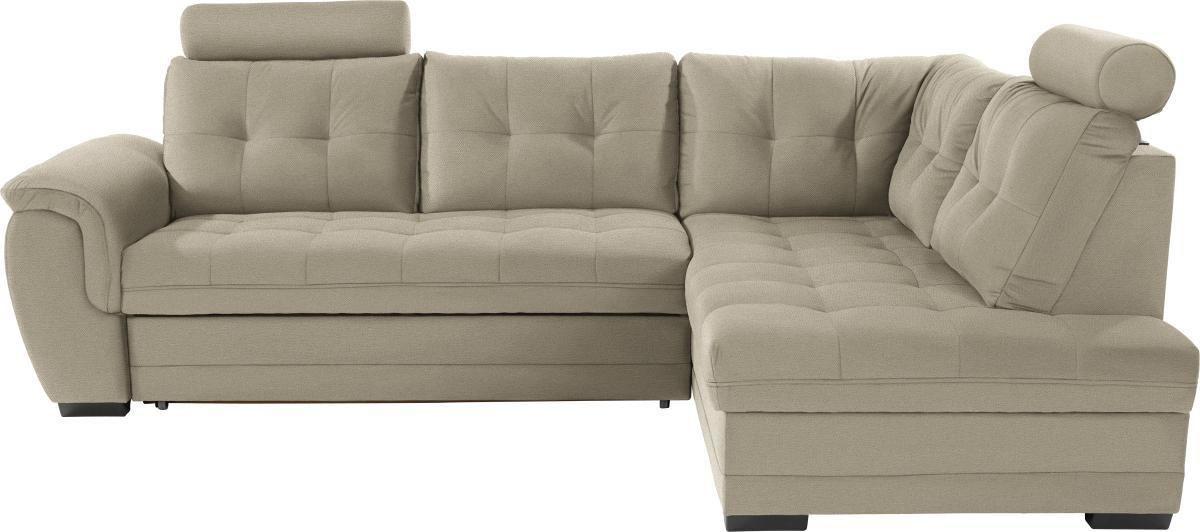 Ecksofa mit Schlaffunktion + Bettkasten Falco, Mikrofaser - Hellbraun/Dunkelbraun, KONVENTIONELL, Textil (251/183cm) - Ondega