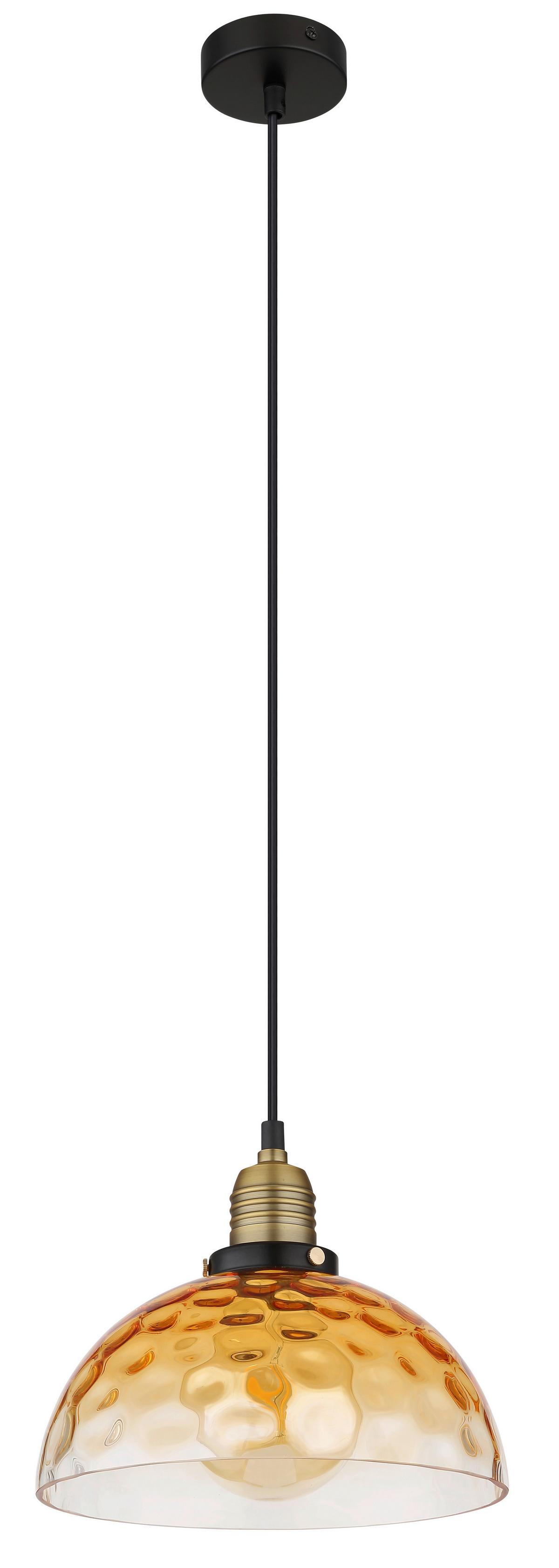 Hängeleuchte H: 120 cm 1-Flammig - Klar/Messingfarben, Basics, Glas/Metall (25/120cm) - Globo