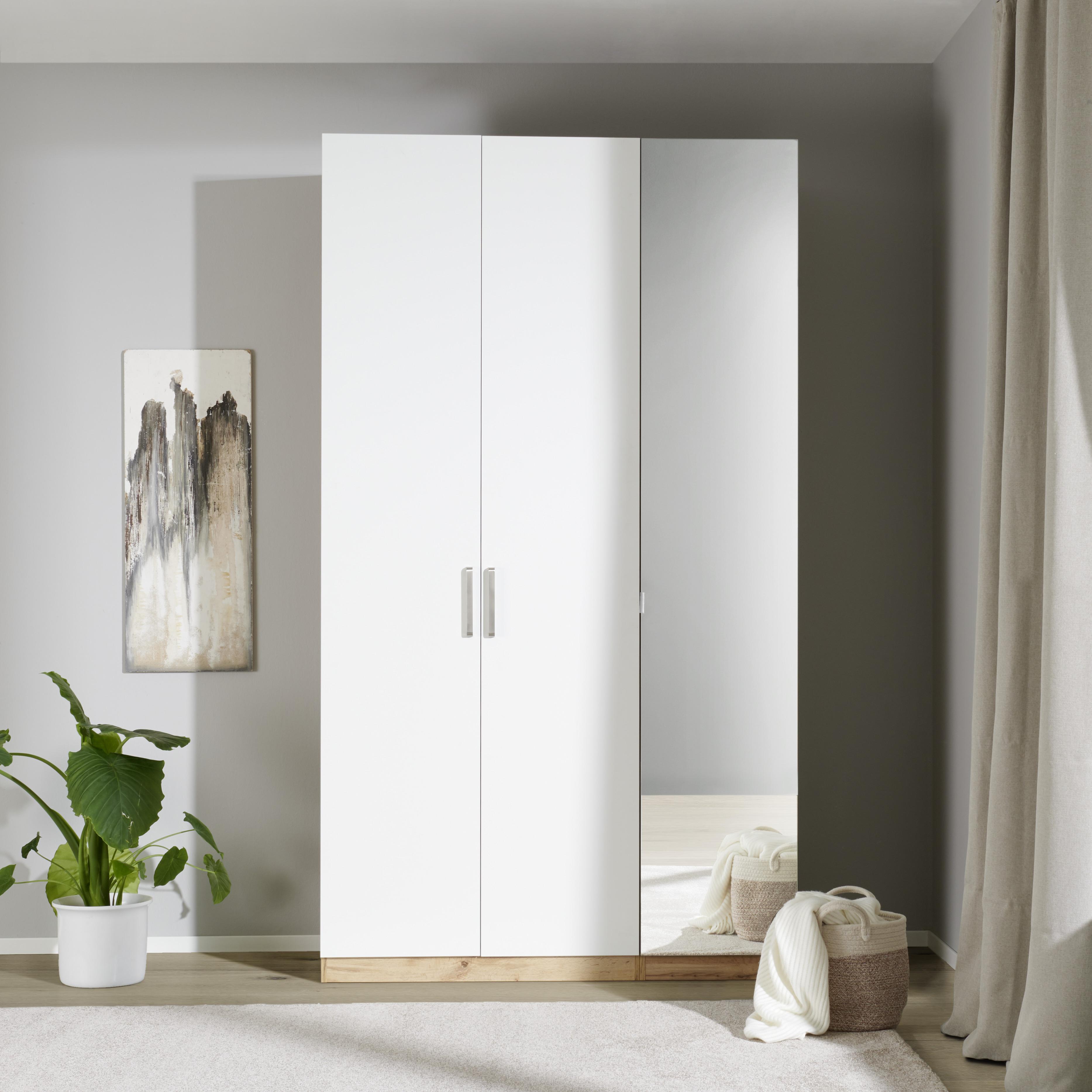 Skriňa So Zrkadlom Unit Vybavenie Luxus, Š. 136,7 Cm - farby ušľachtilej ocele/dub wotan, Moderný, kompozitné drevo/plast (136,7/210/58,3cm) - Ondega