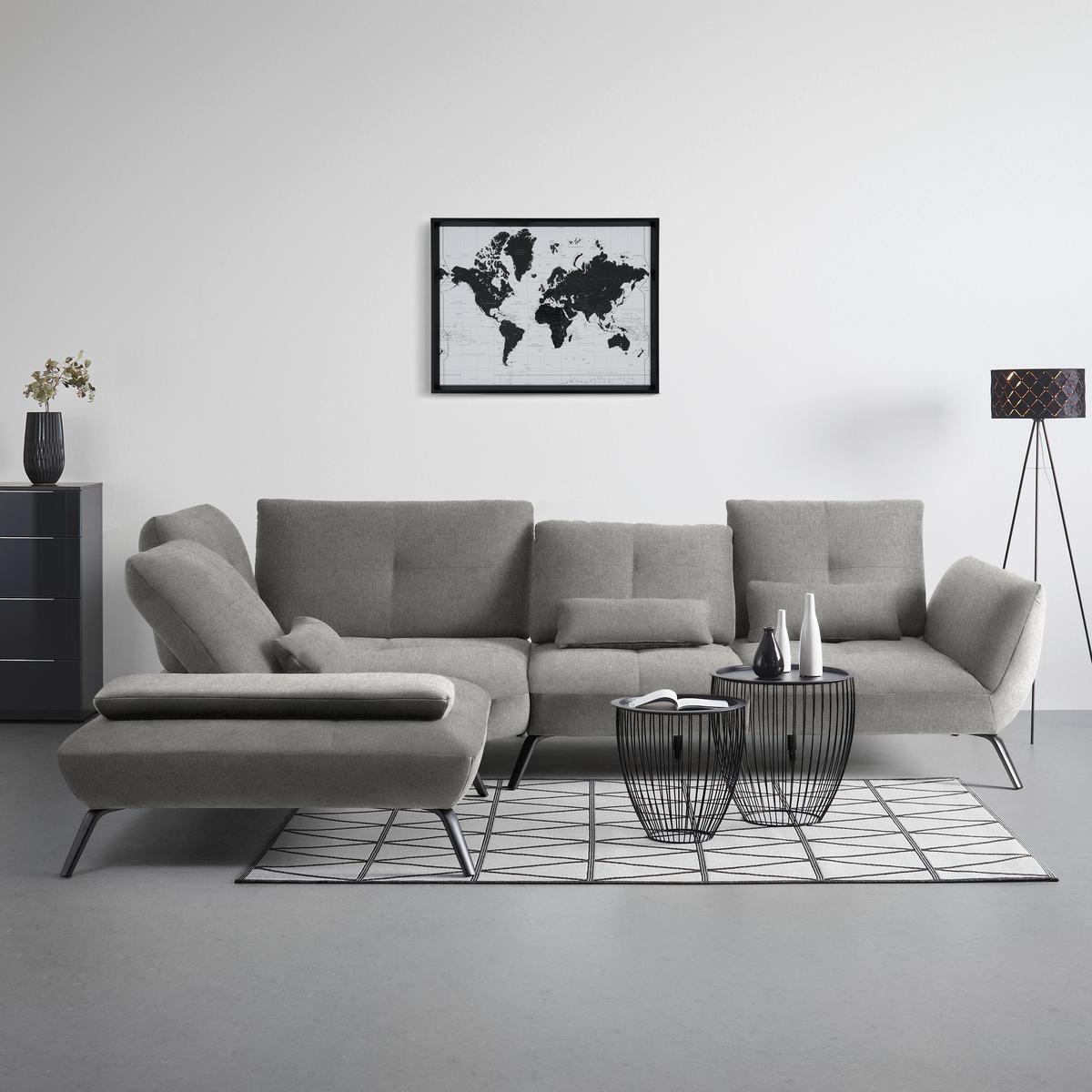 Rohová sedačka TRENDY, ľavá, sivá - čierna/sivá, Modern, kov/kompozitné drevo (250/93/310cm) - Premium Living