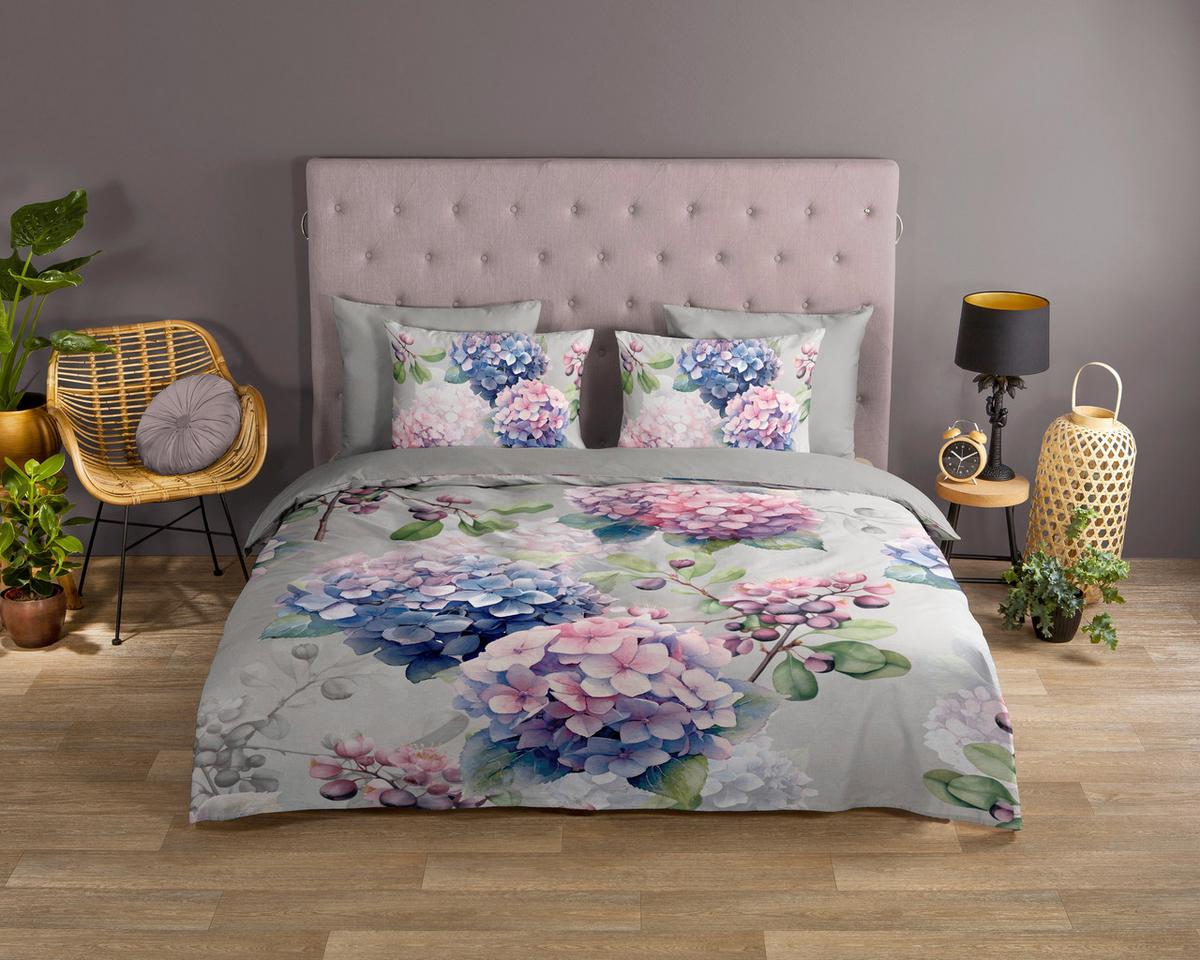 WENDEBETTWÄSCHE JULIA - Hellrosa/Hellgrau, Design, Textil (140/200cm)