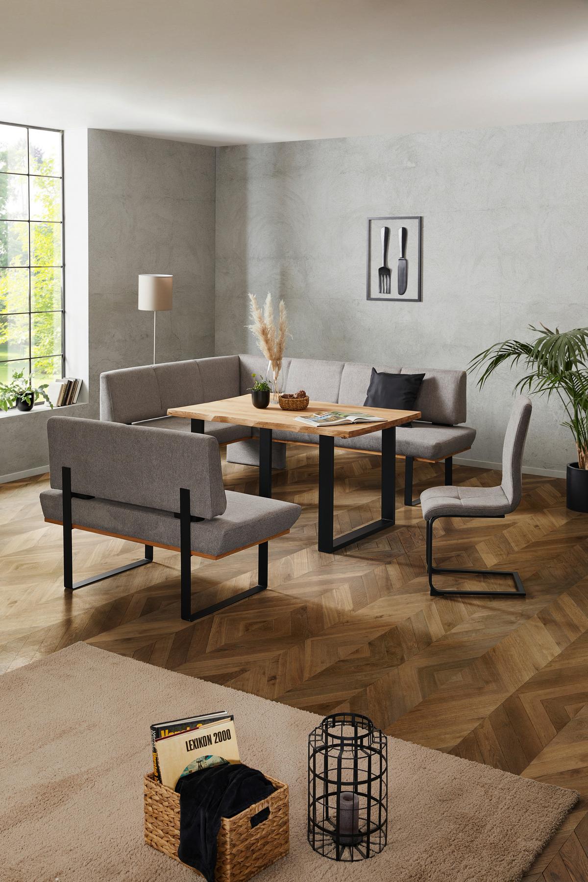 Eckbank Dunkelgrau/Schwarz Tristan 175x225 cm - Schwarz/Grau, MODERN, Holz/Textil (175/225cm) - James Wood