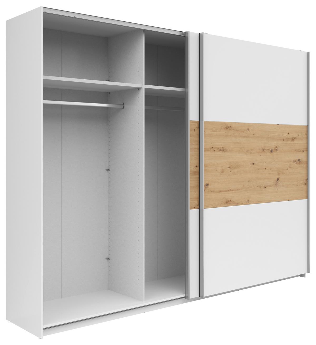 Schwebetürenschrank B: 270 cm Weiß / Artisan Eiche - Weiß/Eiche Artisan, KONVENTIONELL, Holzwerkstoff (270/210/59cm)