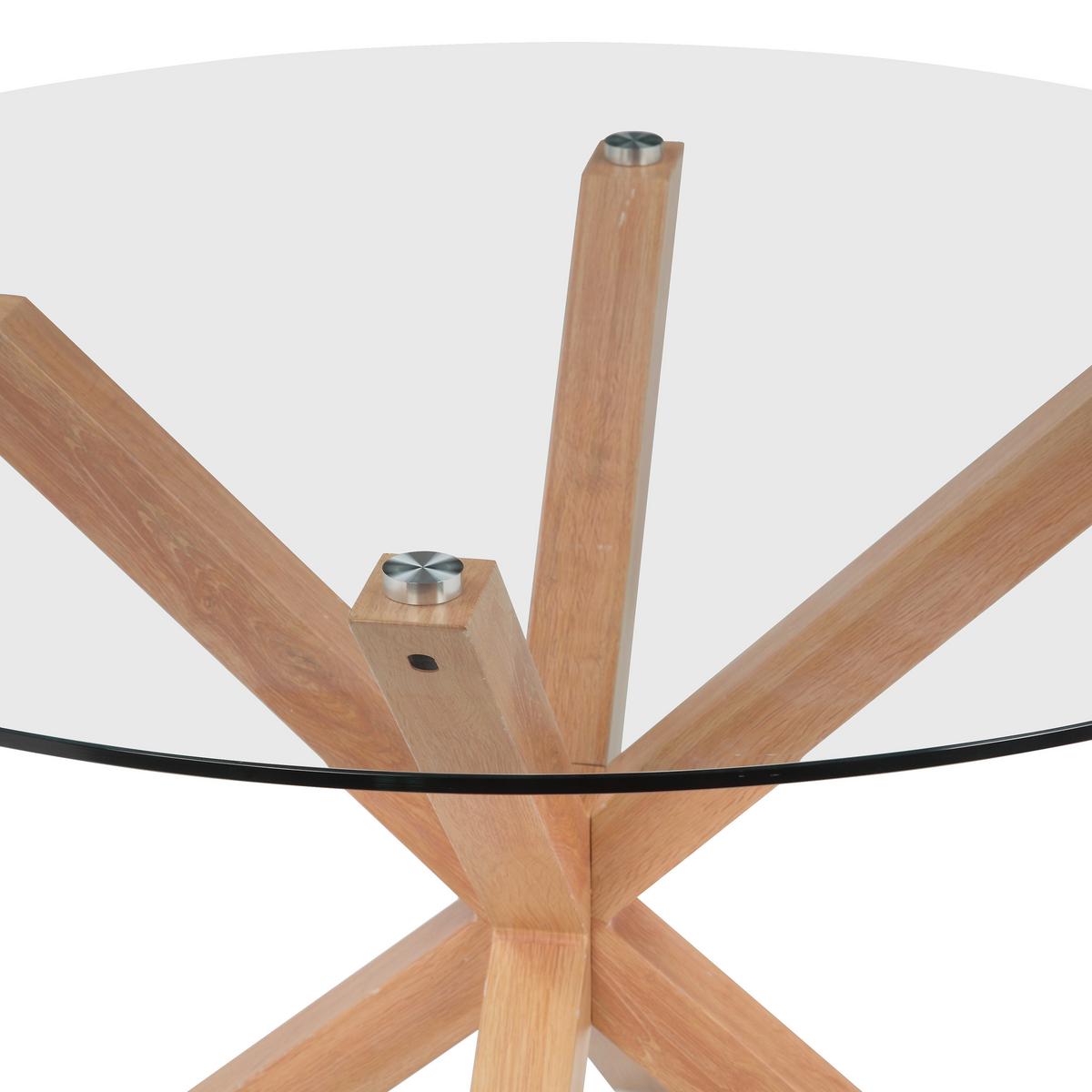 Esstisch Nara Eichefarben D: 119 cm - Klar/Eichefarben, MODERN, Glas/Metall (119/119/75,5cm) - P & B