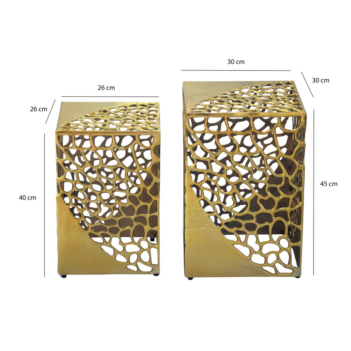 SATZTISCH Goldfarben 2-teilig - Goldfarben, Design, Metall (30/26/30/26/45/40cm) - MID.YOU