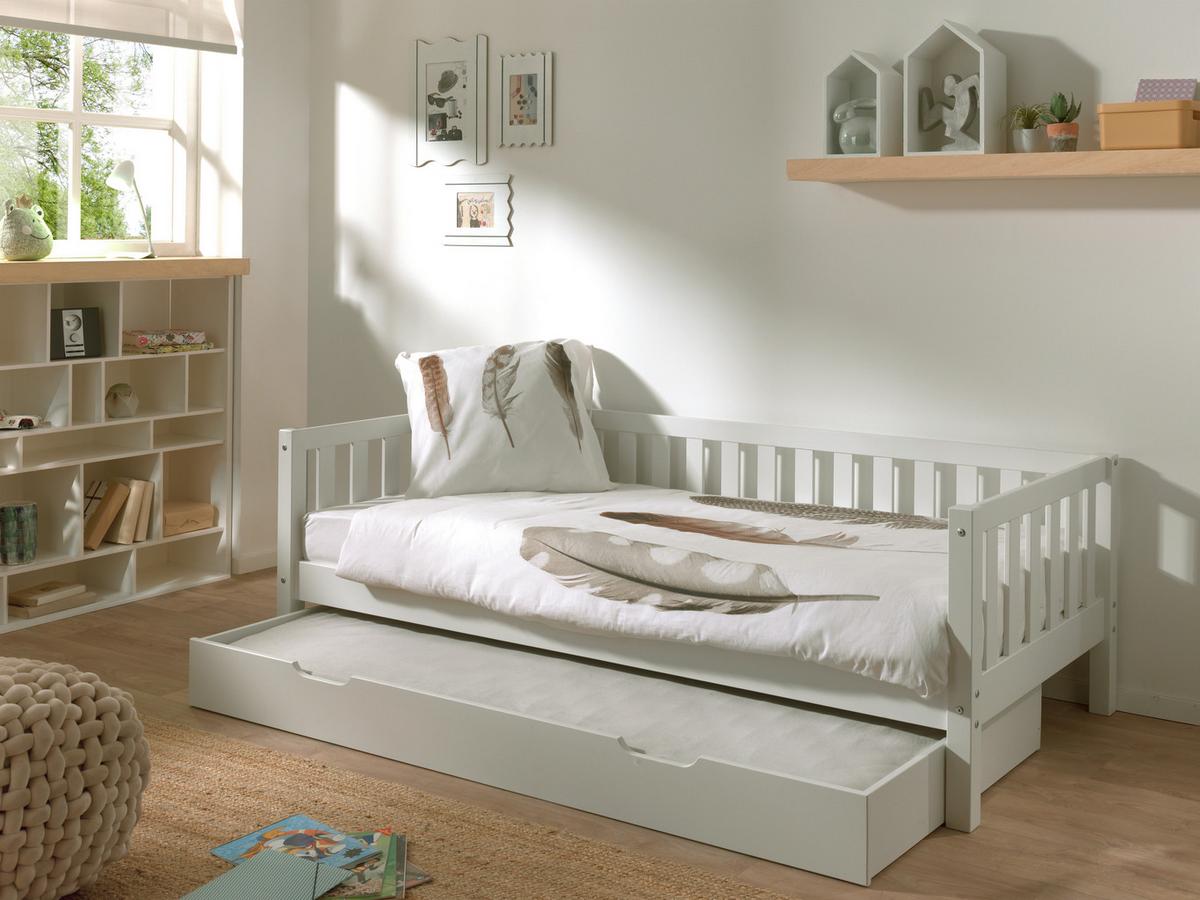 Ausziehbett Fritz Weiß Lackiert 90x200cm - Weiß, MODERN, Holz/Holzwerkstoff (90/200cm) - MID.YOU