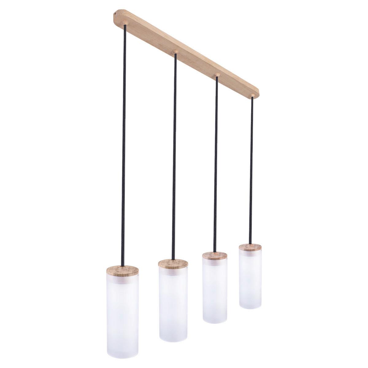 Hängeleuchte 8533419 Barrel 4 - Schwarz - Natur, Holz (75/100cm)