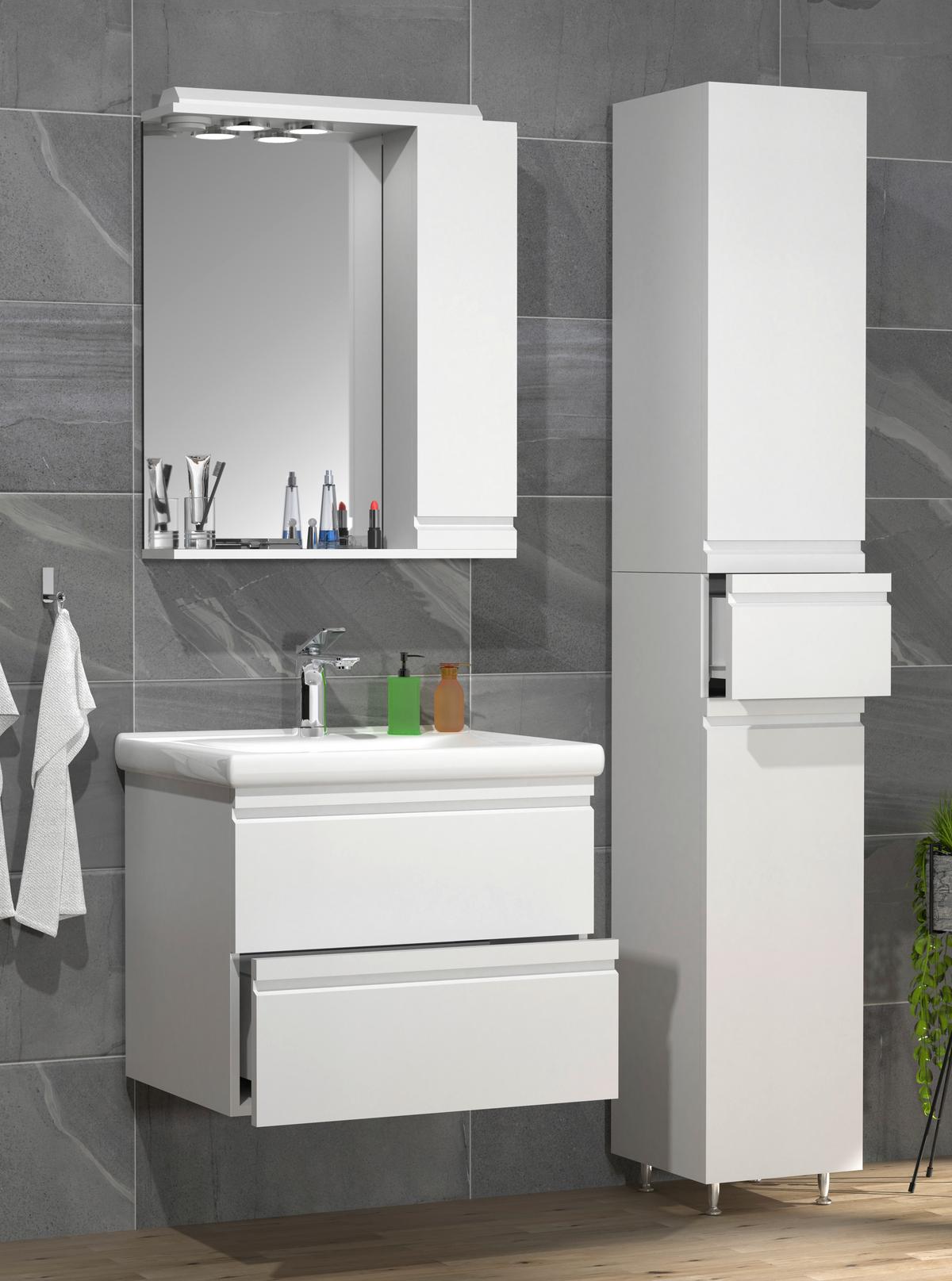 Badezimmer Silora L - Weiß, MODERN, Glas/Keramik (90cm) - MID.YOU