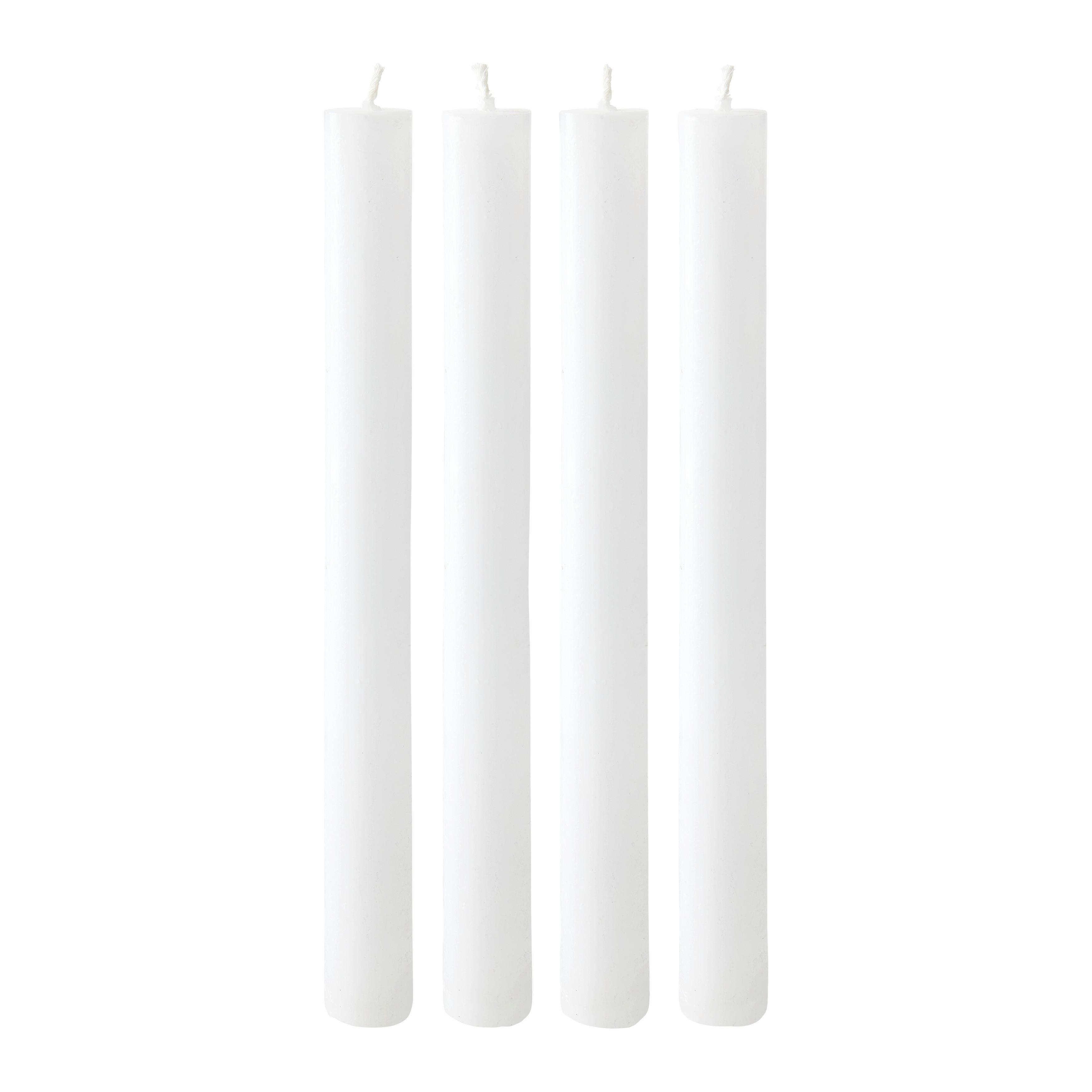 Dlhá sviečka Melia I, V: 20 cm, 4ks/bal. - biela, Basics, parafín (2/20cm) - Modern Living