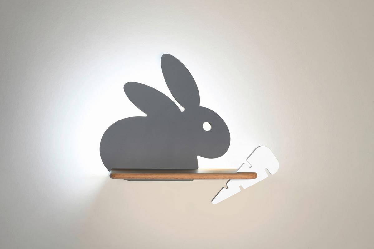 Kinderwandleuchte 21-84743 Rabit - Weiß/Grau, Basics, Holz/Holzwerkstoff (37/12/31cm)