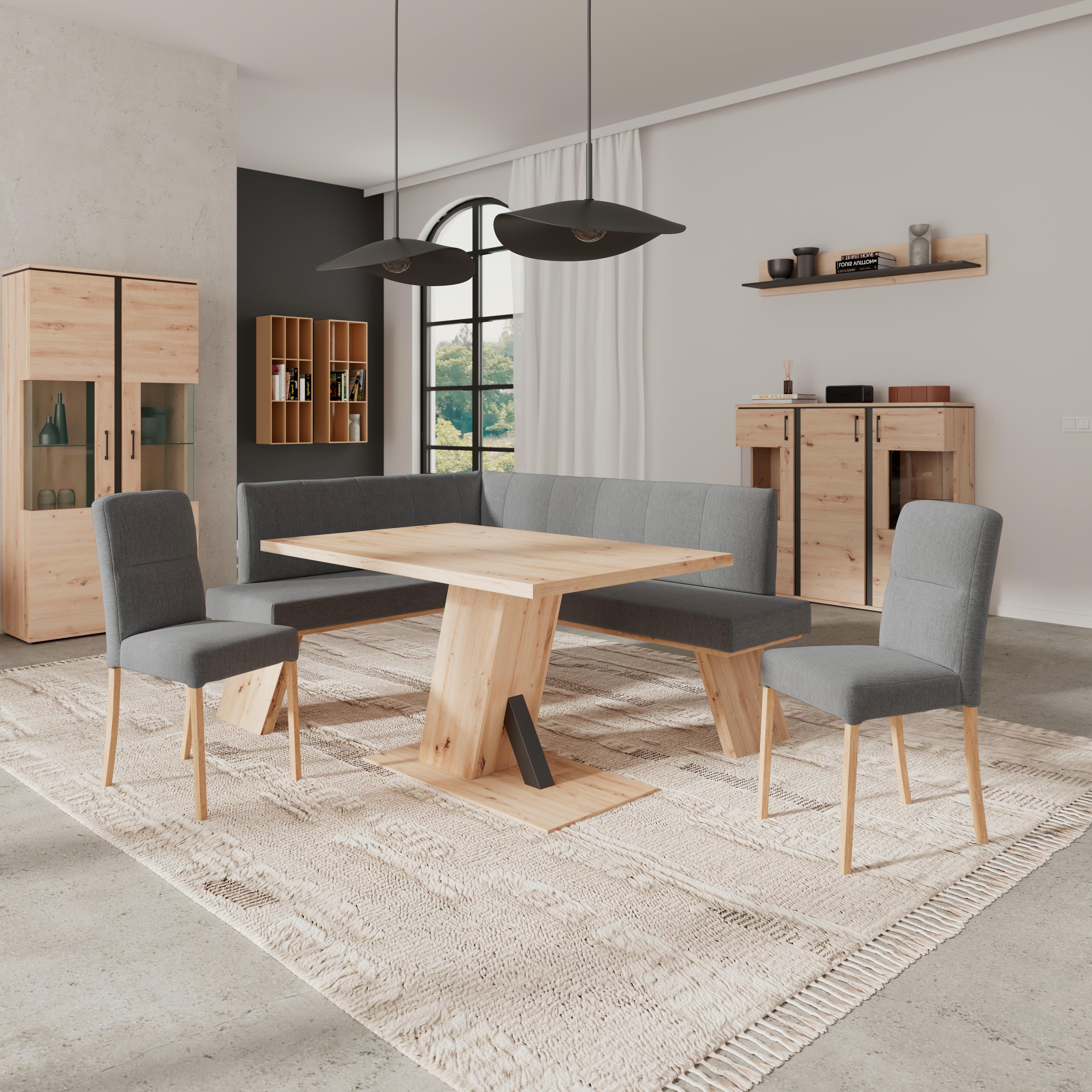 Eckbank Emma Ii - Eichefarben/Anthrazit, KONVENTIONELL, Holzwerkstoff/Textil (150/185cm)