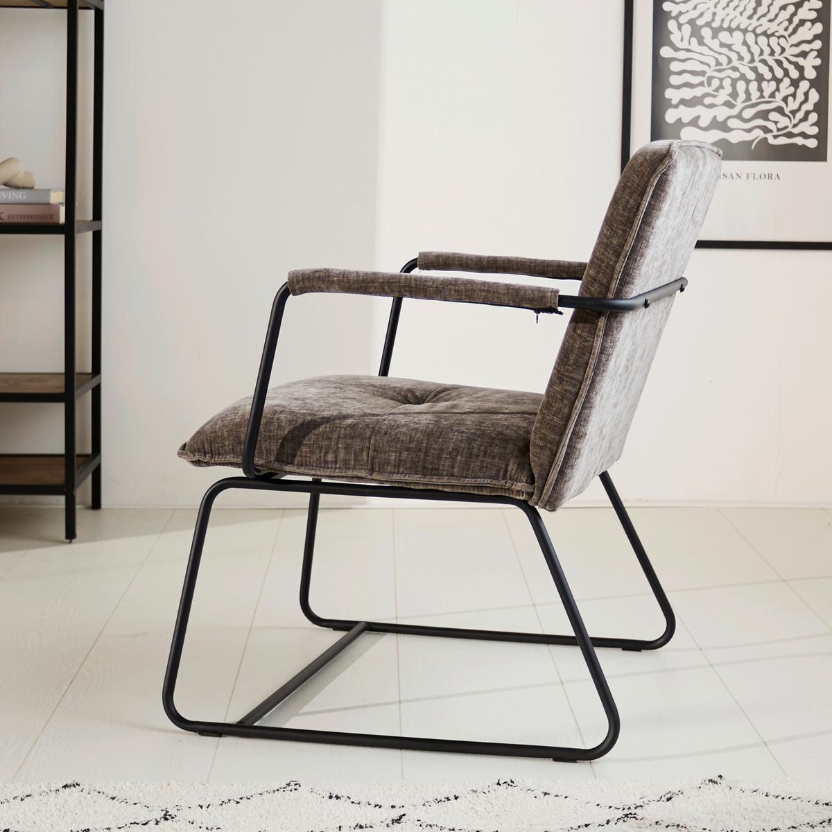 Sessel Bilbao Grau B: 65 cm - Schwarz/Grau, MODERN, Textil (65/80/68cm) - MID.YOU