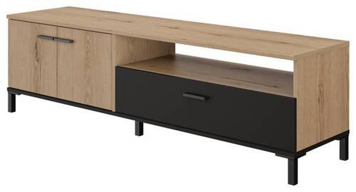 TV-Element Trust Eiche Dekor/Schwarz, B: 160cm - Eichefarben/Schwarz, MODERN, Holzwerkstoff (160/47/40cm) - MID.YOU