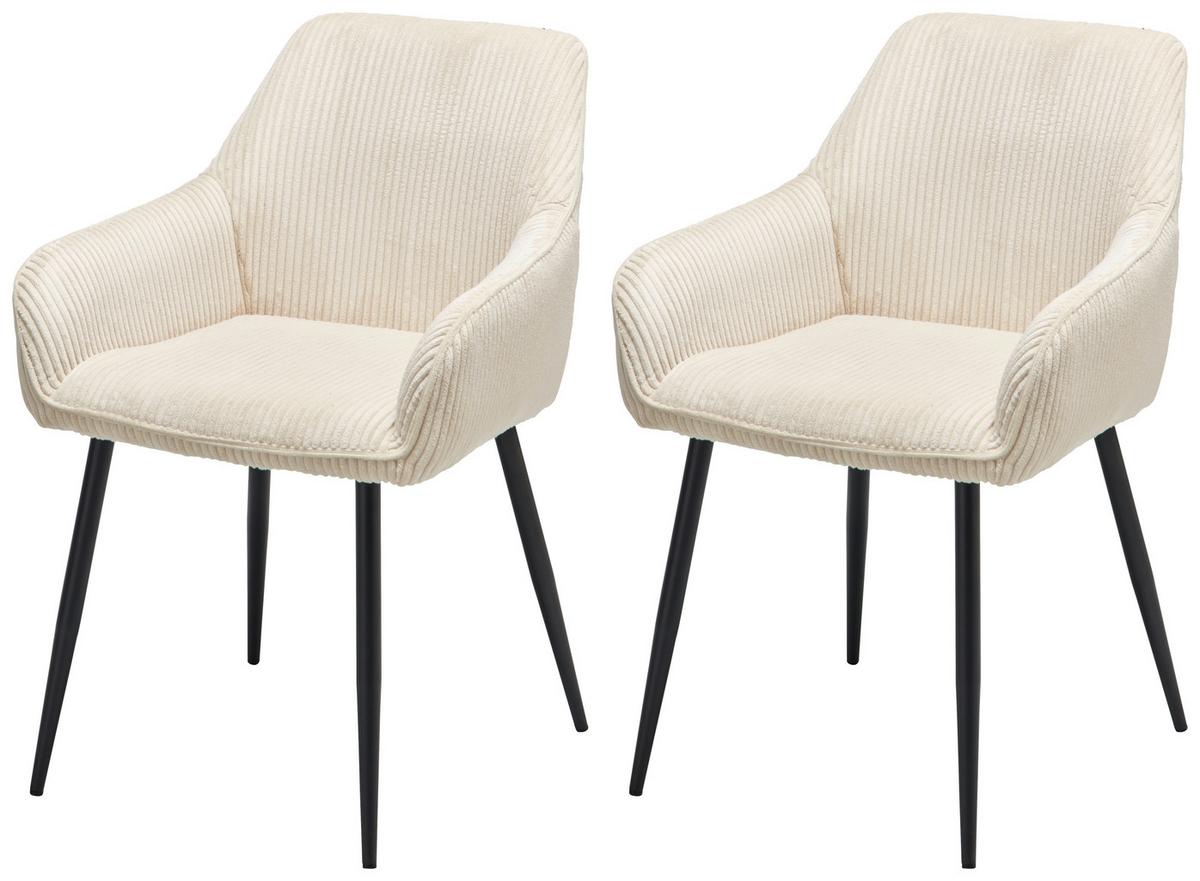 Armlehnstuhl-set Kati - Beige/Schwarz, LIFESTYLE, Textil/Metall (56/83/62cm) - MID.YOU