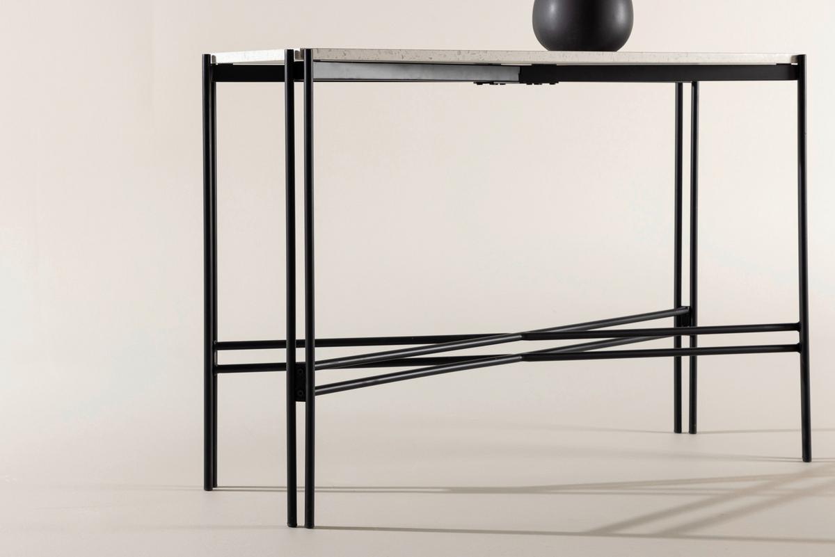 Beistelltisch Razzia - Schwarz/Weiß, Design, Stein/Metall (110/30/75cm) - Livetastic