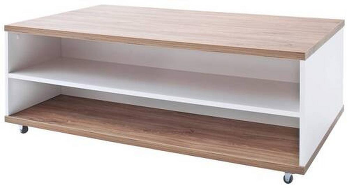 Couchtisch ausziehbar Luzern Weiß/Eiche Dekor - Eichefarben/Weiß, Design, Holzwerkstoff/Kunststoff (115/70/42cm) - Livetastic