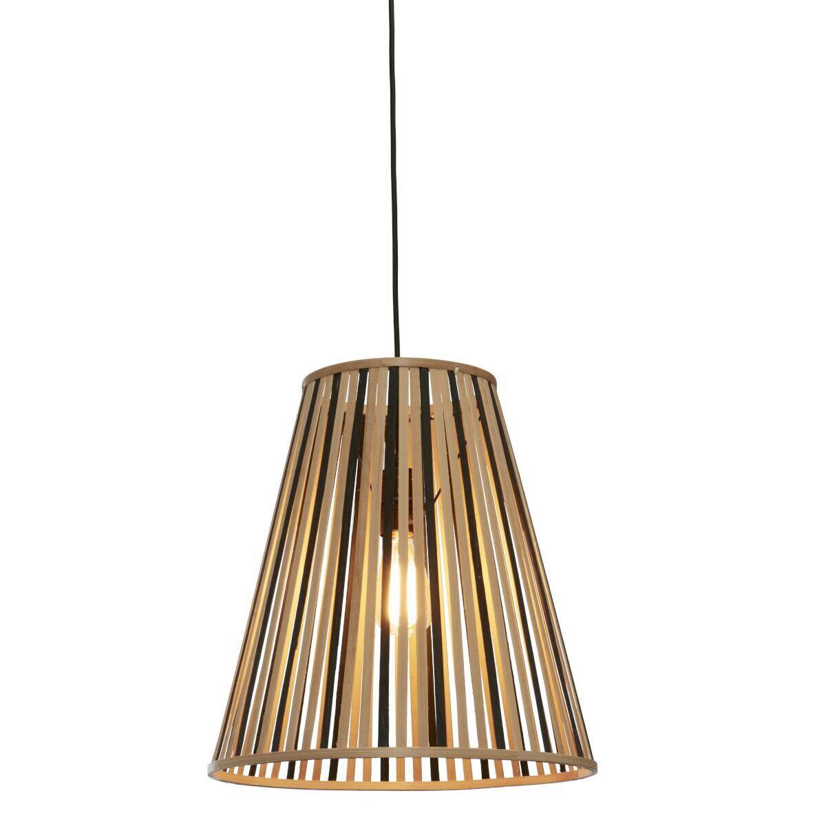 Hängeleuchte Merapi Naturfarben/Schwarz B: 40 cm - Schwarz/Naturfarben, Trend, Holz (40/40/42cm) - Good & Mojo
