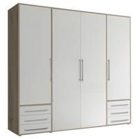 Drehtürenschrank Mit Laden 206cm Lyss Weiß/eiche Dekor - Weiß/Eiche San Remo, MODERN, Holzwerkstoff (206/194/58cm) - Livetastic