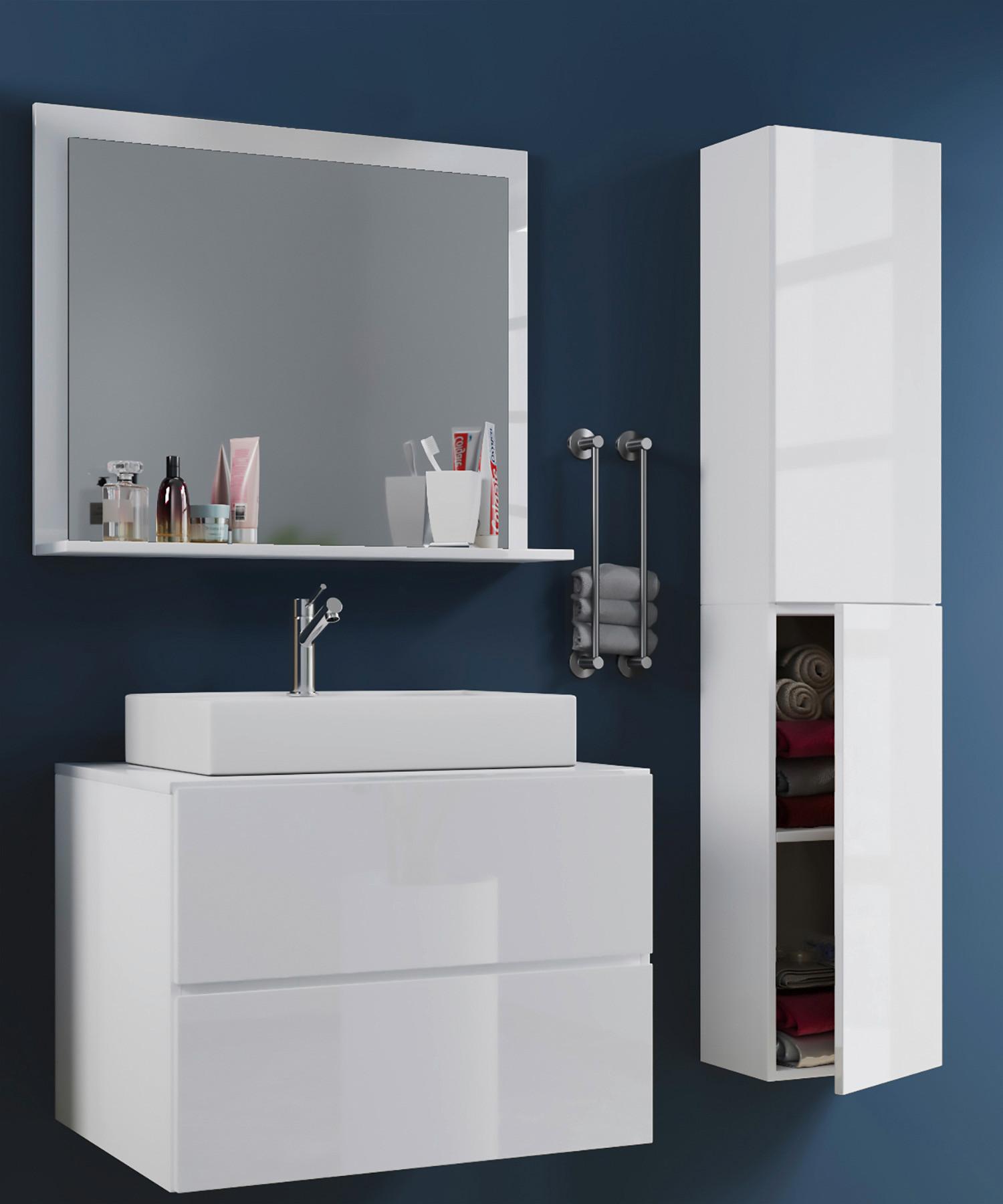 Wandspiegel Lendas Rechteckig 60x65x16,6 cm Weiß - Weiß, MODERN, Holzwerkstoff (60/65/16,6cm) - MID.YOU