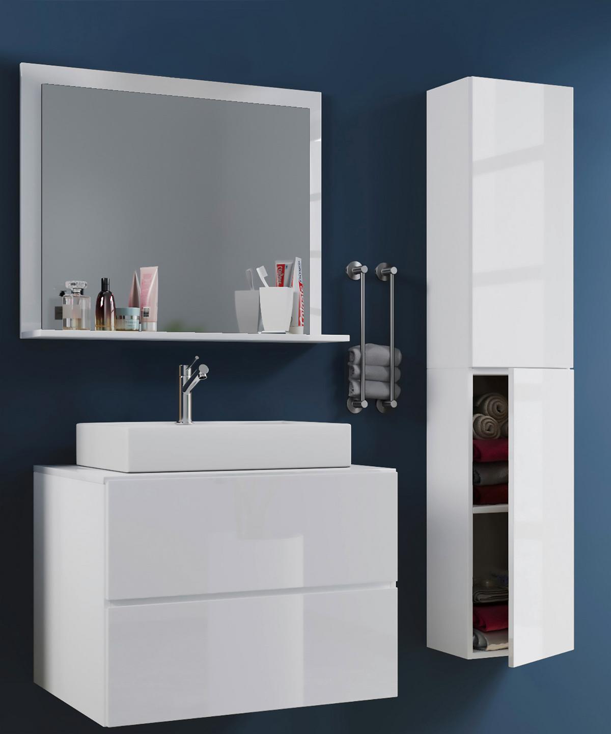 Wandspiegel Lendas Rechteckig 60x65x16,6 cm Weiß - Weiß, MODERN, Holzwerkstoff (60/65/16,6cm) - MID.YOU