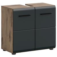 Waschbeckenunterschrank Ice Schwarz/Eiche Dekor B: 60cm - Eiche dunkel/Schwarz, Basics, Holzwerkstoff (60/54/30cm) - MID.YOU