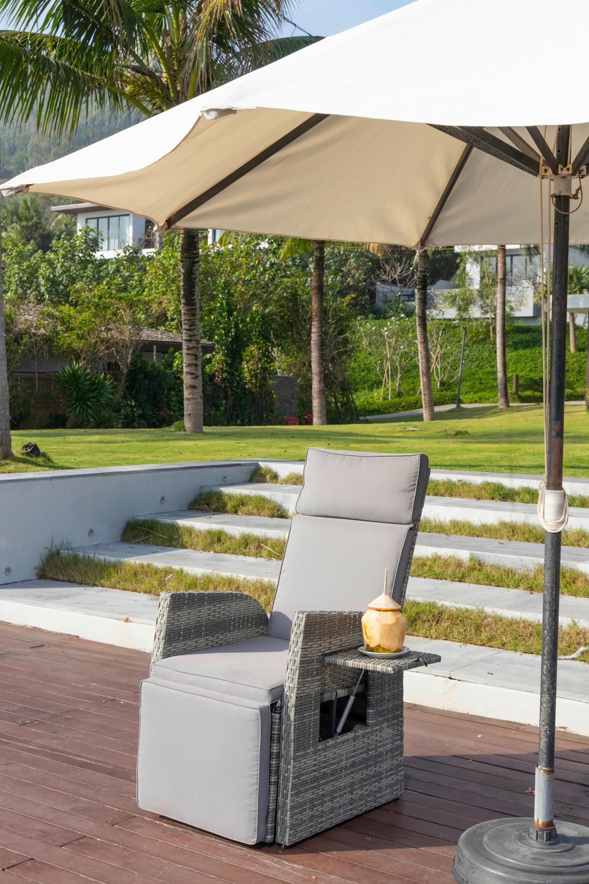 Gartensessel verstellbar Amelia Stahl, Kunststoff - Dunkelgrau, MODERN, Kunststoff/Textil - Beldano