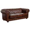 Chesterfield-Sofa Norwin Braun 3-Sitzer, Echtleder - Nussbaumfarben/Braun, KONVENTIONELL, Leder (200/74/98cm) - Max Winzer