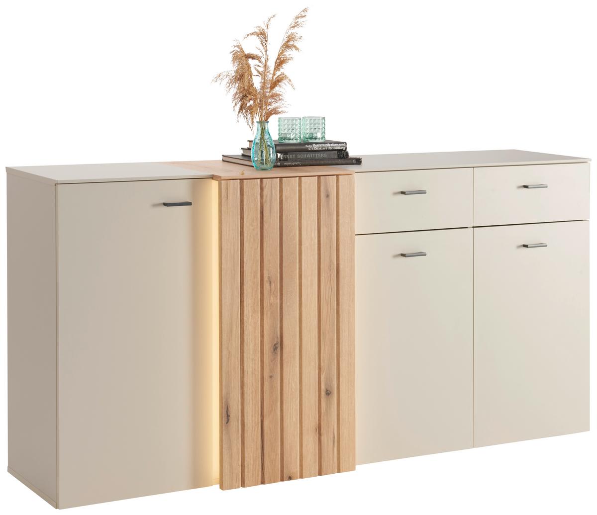 Sideboard Santana inkl. LED Kieselgrau/Eiche Dekor - MODERN, Holzwerkstoff (177,9/88/44,8cm)