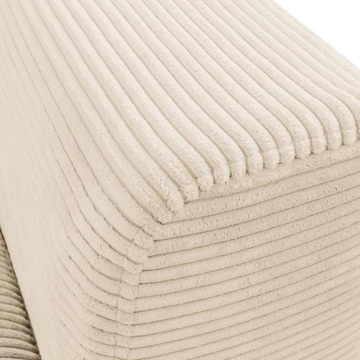 Ecksofa Berlin Cord Creme 172x313 cm - Creme/Schwarz, Design, Textil (172/313cm) - Livetastic