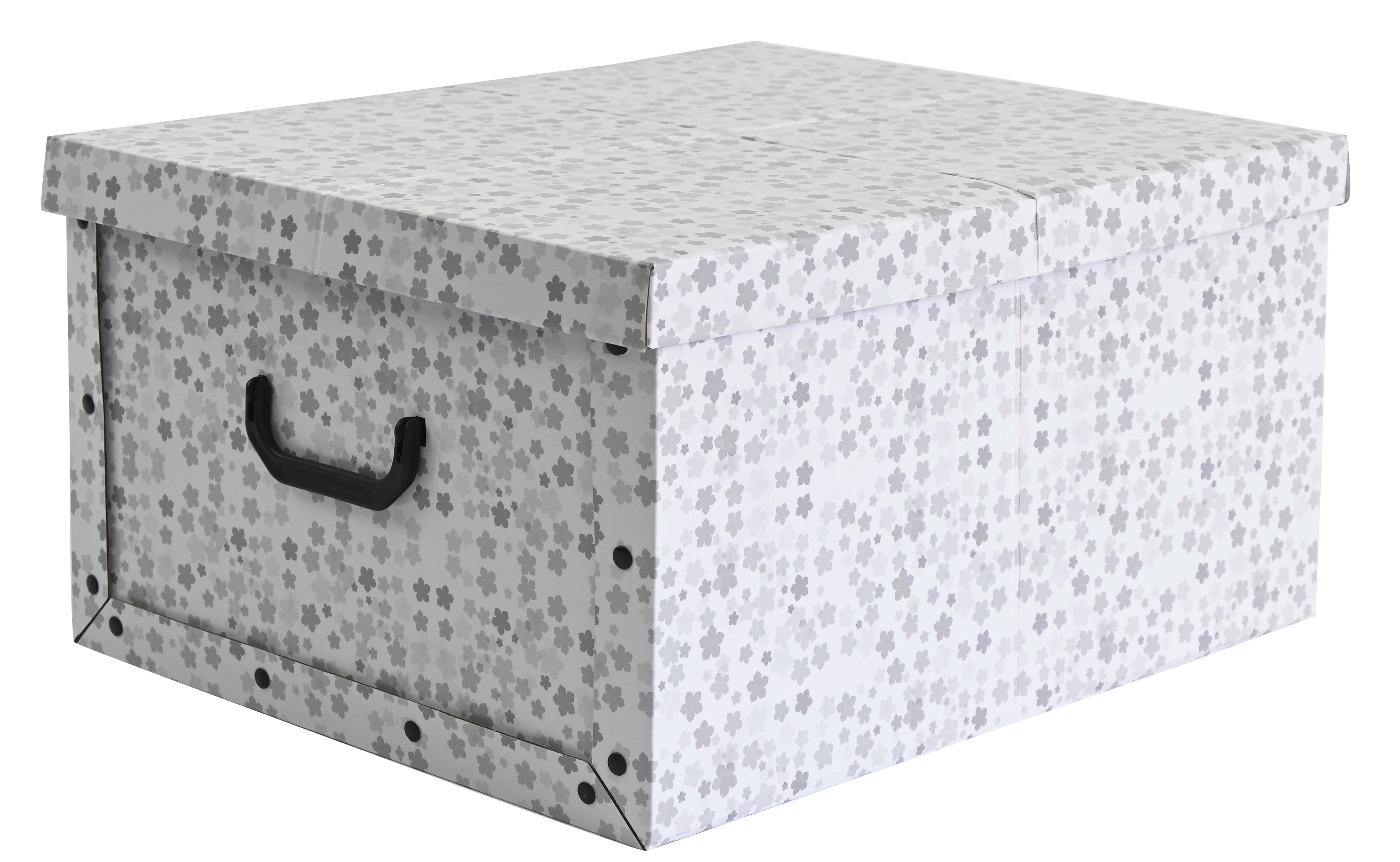 Aufbewahrungsbox Inge - Weiß/Grau, KONVENTIONELL, Karton/Kunststoff (50/40/25cm) - Luca Bessoni