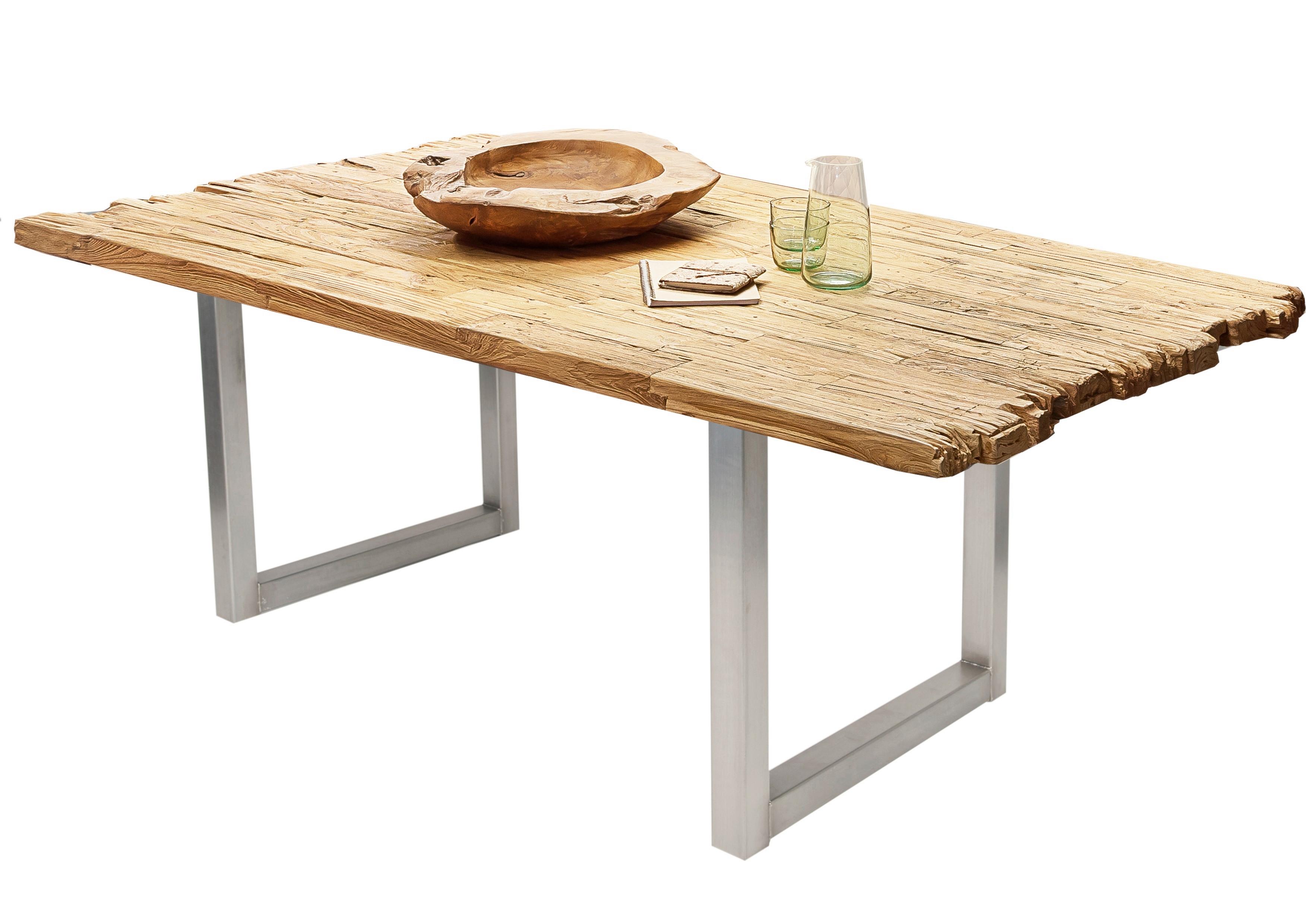 Esstisch Naturfarben /Silberfarben L: 240cm - Silberfarben/Naturfarben, MODERN, Holz/Metall (240/100/75,5cm) - MID.YOU