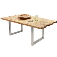 Esstisch Naturfarben /Silberfarben L: 200cm - Silberfarben/Naturfarben, MODERN, Holz/Metall (200/100/75,5cm) - MID.YOU