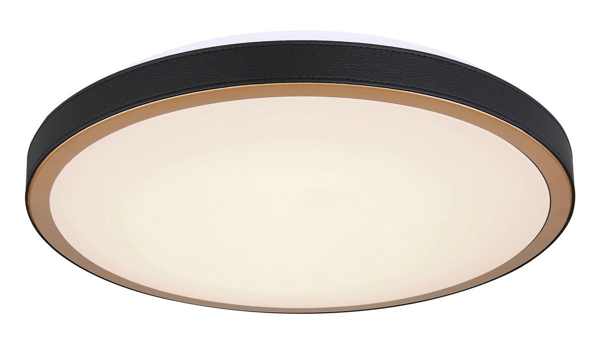 LED-Deckenleuchte 41765-24 - Opal/Schwarz, Basics, Leder/Kunststoff (42/9,5cm) - Globo