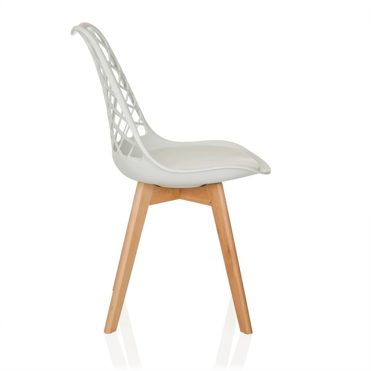 Armlehnstuhl Scandi Hol Weiß B: 49 Cm - Buchefarben/Weiß, MODERN, Holz/Kunststoff (49/81/53cm) - MID.YOU