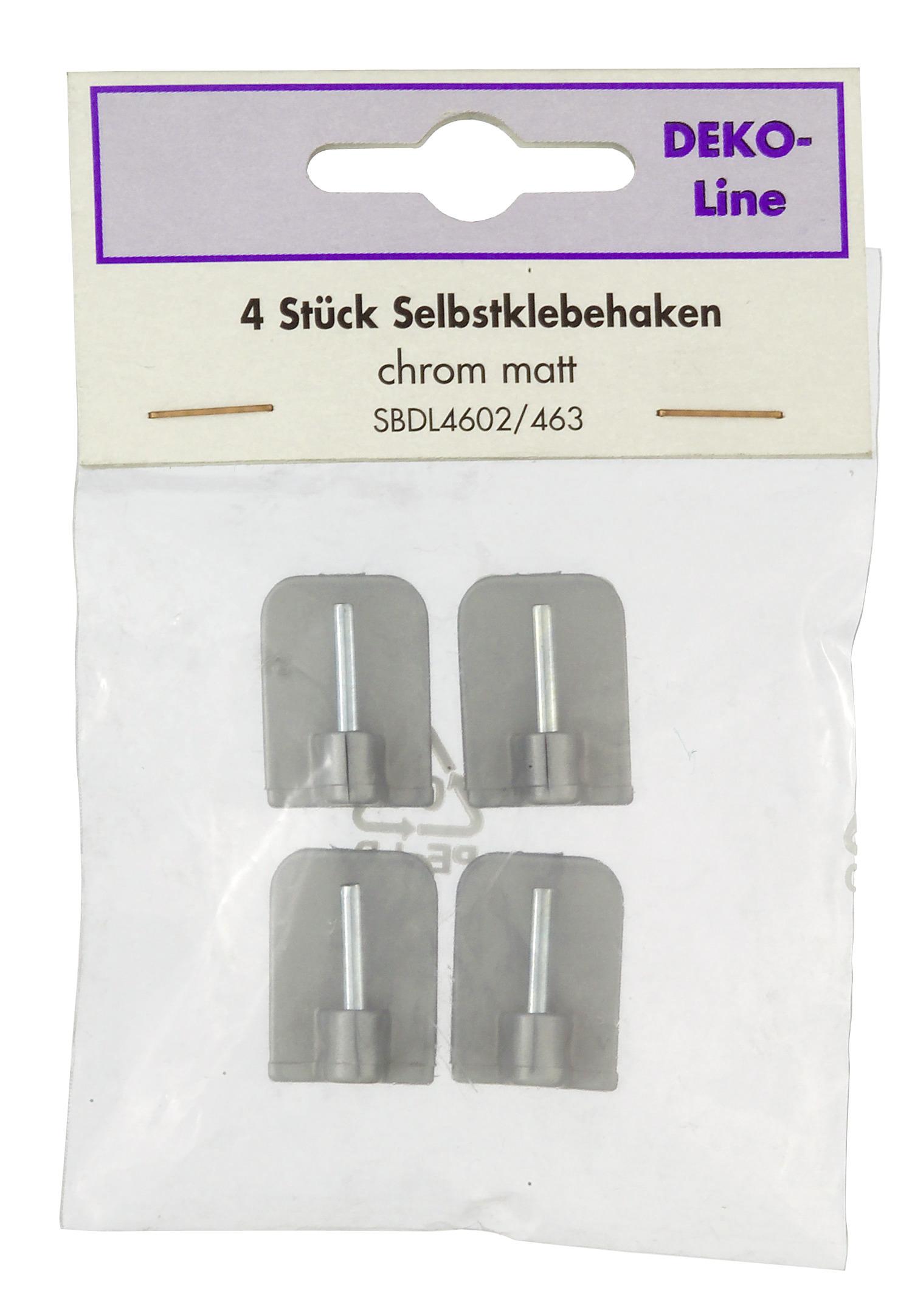 Wandhaken 4er- Set Selbstklebend Chrom - Silberfarben, KONVENTIONELL, Kunststoff/Metall - Ondega
